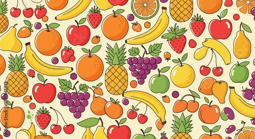 A vibrant and colorful illustration showcasing a variety of fresh and delicious fruits.