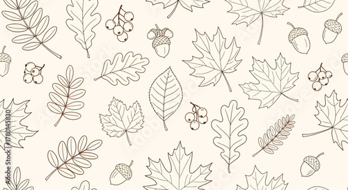 Autumn Leaves and Acorns Pattern Nature-Inspired Design