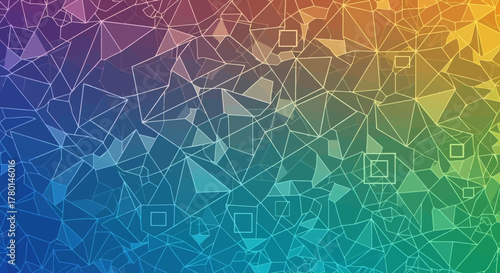 Colorful Abstract Low Poly Background with Geometric Shapes and Vibrant Rainbow Gradient