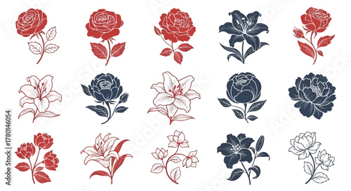 Botanical Elegance Vintage-Style Flower Collection for Floral Designs