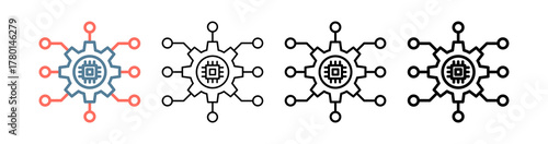 Technology Management Icon Collection Set Different Style