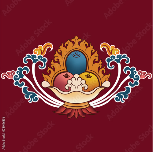 Tibetan Design Illustration art, Tibetan Vector Art, Wallpaper Design, TIbetan art