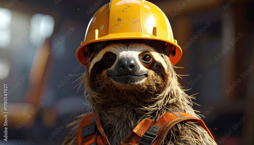 Naklejka premium Sloth construction worker.