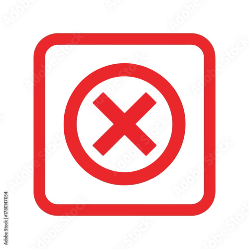 Red cross mark icon vector cancel symbol incorrect sign error alert negative choice graphic