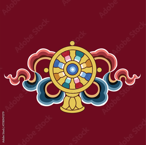 Tibetan Design Illustration art, Tibetan Vector Art, Wallpaper Design, TIbetan art