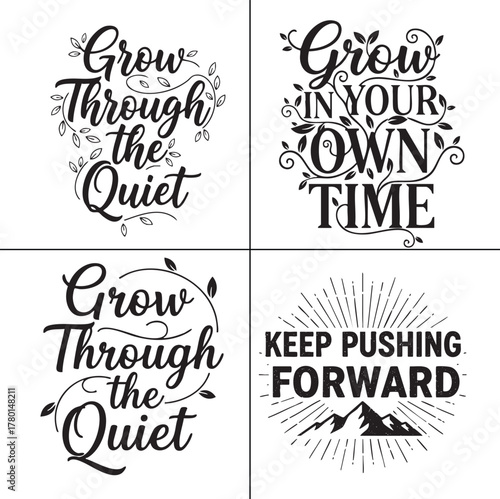Set of Motivational Quotes and Hand Lettering Designs