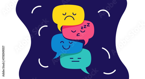Diverse Moods Stacked Speech Bubbles Expressing Emotions