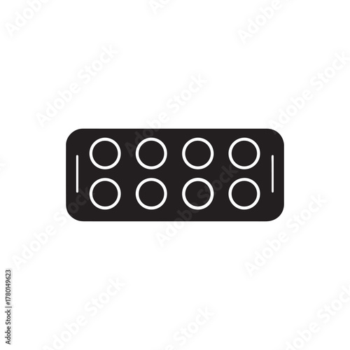 Pill blister pack silhouette icon vector illustration on white background
