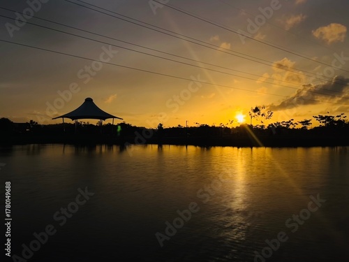 sunset over lake