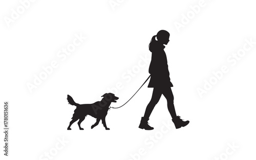 silhouette of a woman with a dog