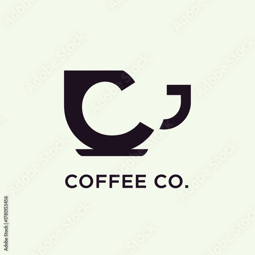 Creative CJ monogram logo forming a coffee cup for a coffee company.