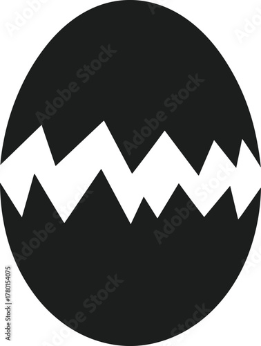 Black broken eggshell vector graphic on white background