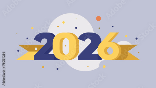 Vibrant 2026 graphic illustration for new year and future themes