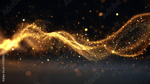 black background with floating golden dust particles, cinematic luxury style