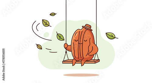 A Cheerful Nut Enjoys The Gentle Breeze While Swinging On A Sunny Day