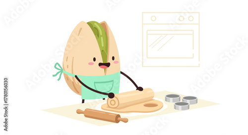 A Cheerful Pistachio Making Cookies With Delightful Kitchen Accessories