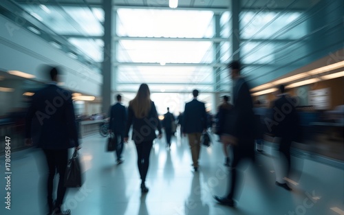 Wallpaper Mural abstract motion blur image of business people crowd walking at corporate office in city downtown, blurred background, business center concept. High quality Torontodigital.ca
