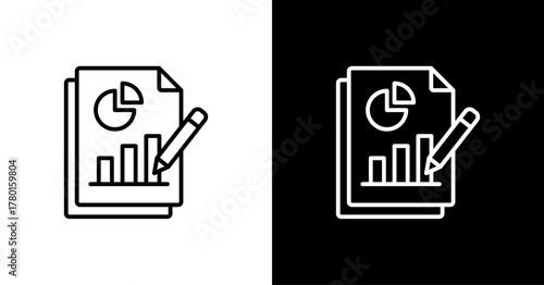 Office Report  White Icon Set Design