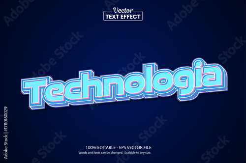 Technologia Text Effect – Futuristic Blue Neon Editable Vector Typography