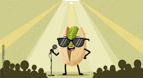 A Hip, Singing Pistachio Entertains a Live Audience During a Comedy Routine