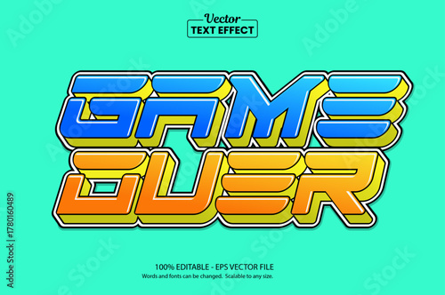 Game Over Text Effect – Retro Arcade Vector Typography with Bold Gradient Style