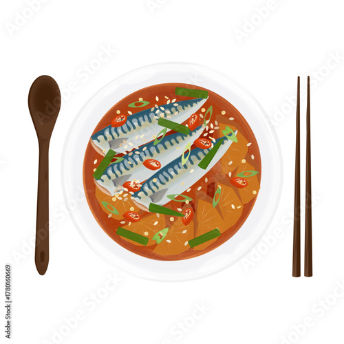 Vector Illustration Logo Clip art Top View Kkongchi jorim Saengseon Jorim