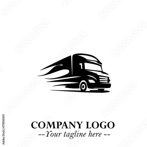 Wallpaper Mural Truck Moving Fast Logo Symbol in Black on the White Background with Dynamic Transport Design Torontodigital.ca