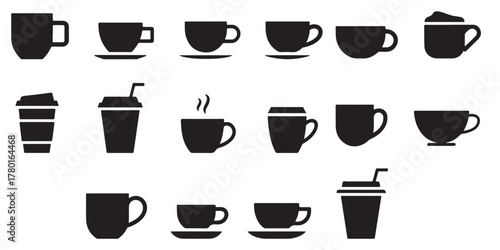 Collection of coffee cup silhouettes
