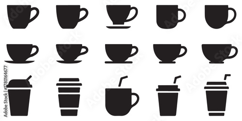 Collection of coffee cup silhouettes