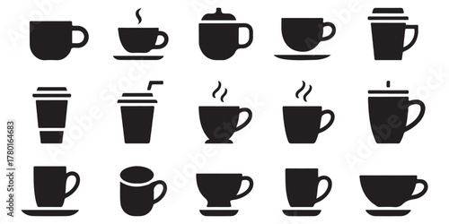 Collection of coffee cup silhouettes