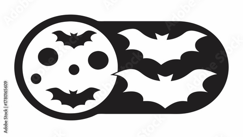 Spooky Halloween night with bats flying across the moon, perfect for invitations and festive designs, originally a scalable vector graphic