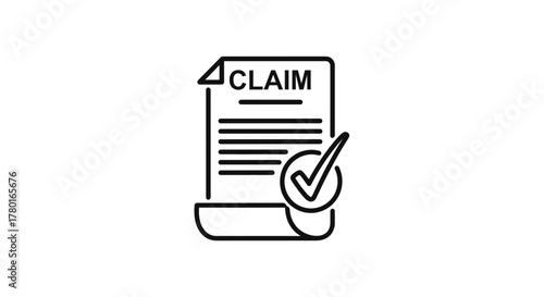 Approved claim document icon. Symbolizes acceptance, processing, and validation