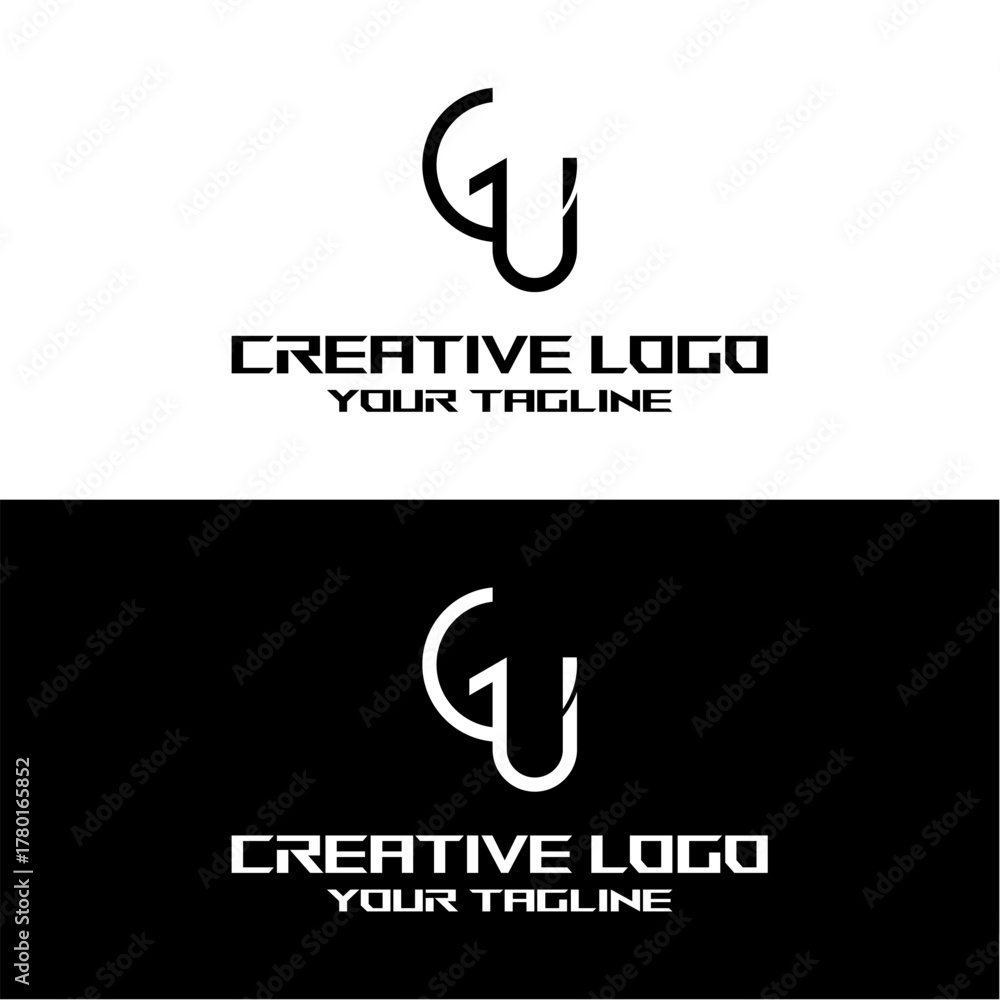 Fototapeta premium creative letter logo gu design vector