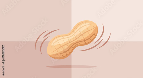 Animated Peanut Icon Dancing In Mid Air With Elegant Illustration, Minimalist Design