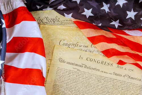 Принти на полотні 10 June 2025 Washington DC American flag Declaration of Independence represent national pride during historical event in July