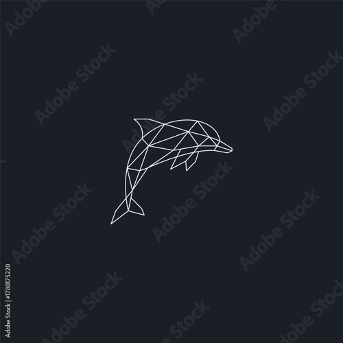 Dolphin line art logo showcasing playful freedom and oceanic grace.