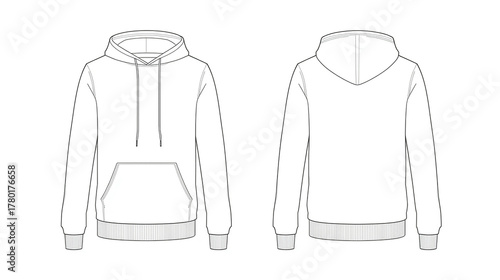 Blank Hoodie Template (Front and Back View)