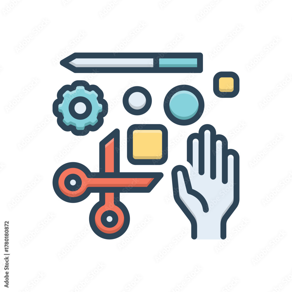 Fototapeta premium Color illustration icon for hands on activities