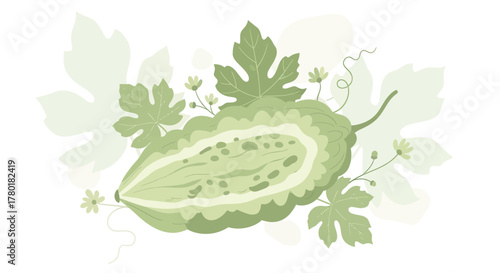Bitter Melon Illustration: A Fresh And Artistic Depiction Of a Tropical Vegetable