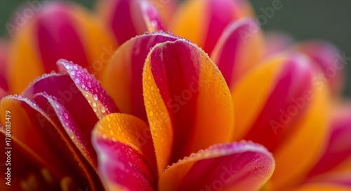 Fototapeta Naklejka Na Ścianę i Meble -  Macro shot of blooming flower petals with vibrant color contrast and soft blurred background.
