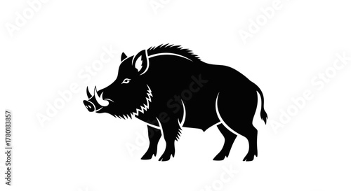 Wild boar silhouette with transparent background