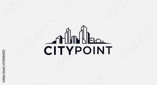 City skyline logo with transparent background