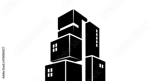 Modern city skyline with transparent background