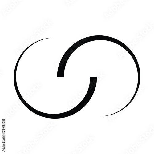 Interlocking circles, interlocking rings as abstract connection, symbiosis, integration icon .Vector illustration .EPS 10 .