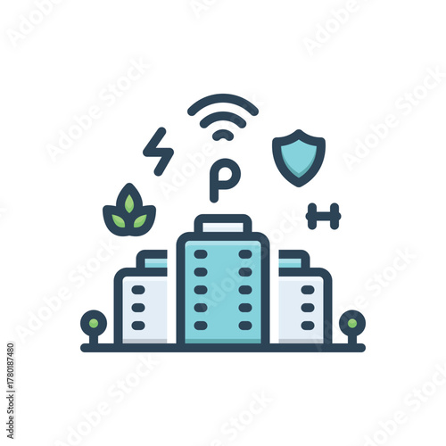 Color illustration icon for hotel amenities