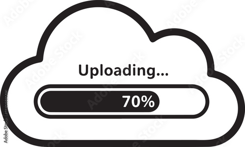 Cloud uploading icon, showing progress bar at 70