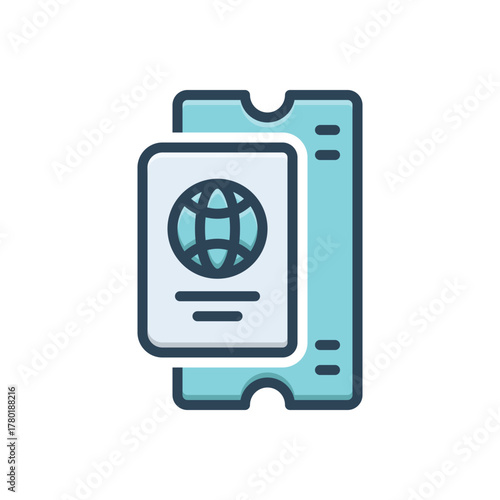 Color illustration icon for business visa