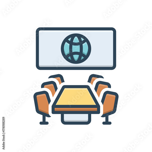 Color illustration icon for conference venue