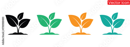 Seedling icon vector silhouette. Leaf nature icon vector,Inspiring plant seedlings sprouting in vibrant colors for nature designs,leaf icon nature symbol design element logo template vector eps 10