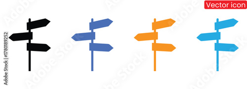 Arrow multiple direction icons.five and six way arrows or option signs for info graphic chart or presentation pointers,Colorful arrow signposts point different directions for travel concepts
